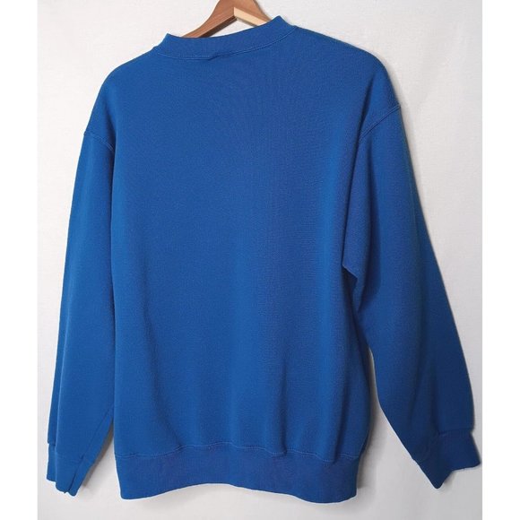 Vintage Looney Tunes Christmas Taz Santa Ho Ho Ho L Sweatshirt Blue Tultex USA - Picture 2 of 16